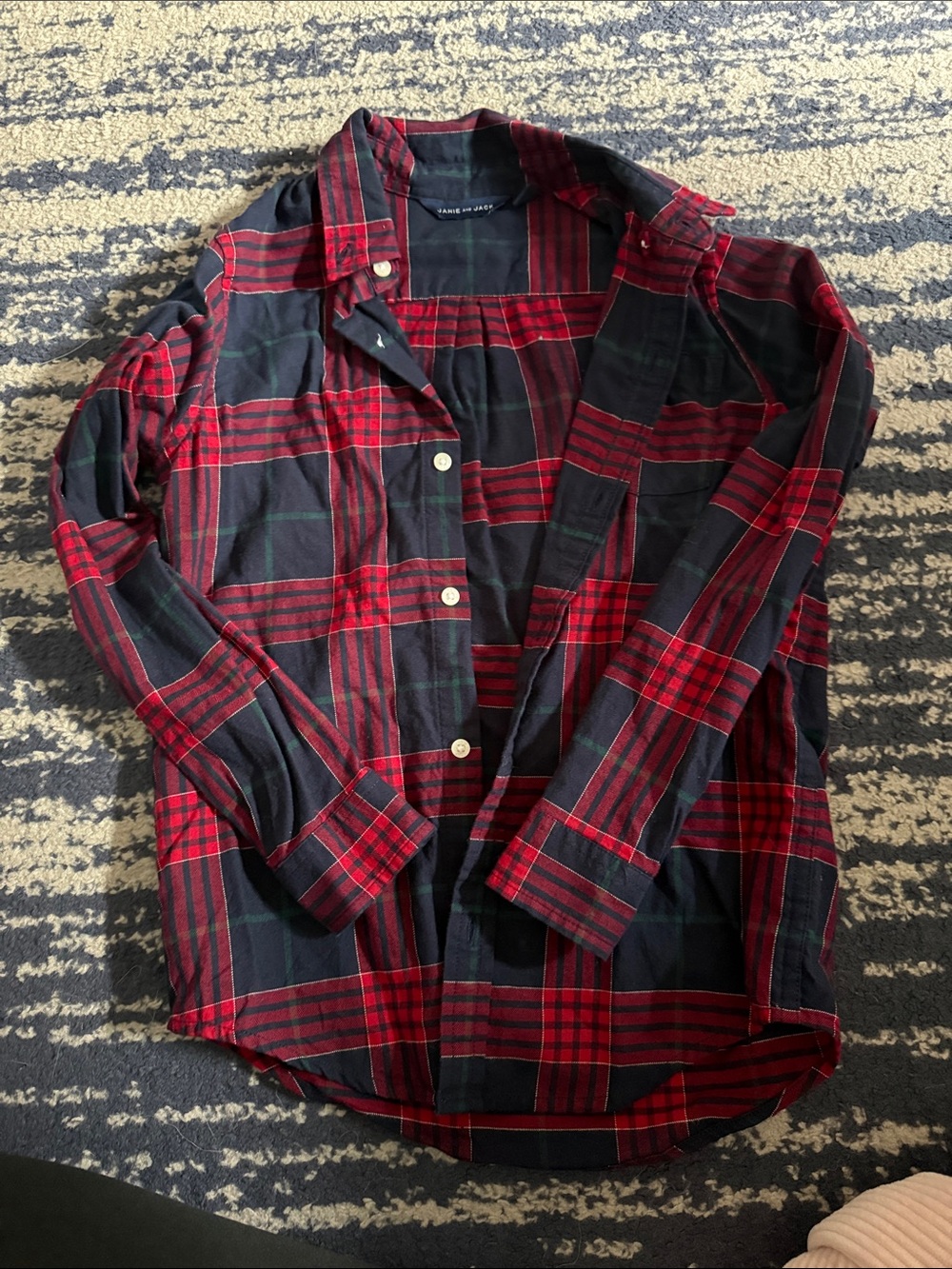 Janie and Jack Red and Black Plaid Button-Down Shirt